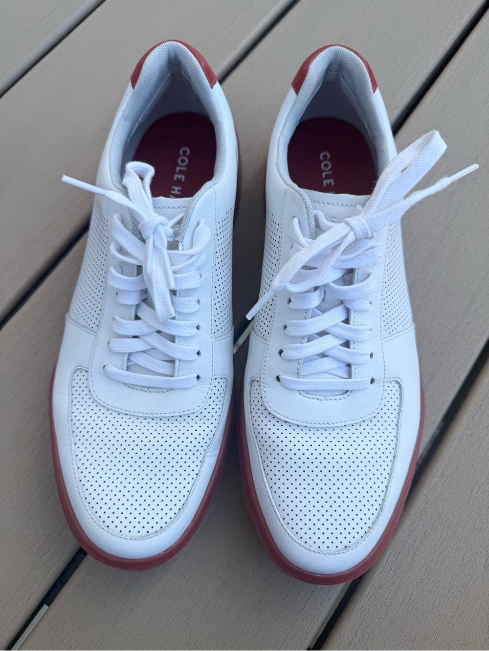Cole Haan Grand Crosscourt Modern Perf Sneakers White/Red Men’s Size 11